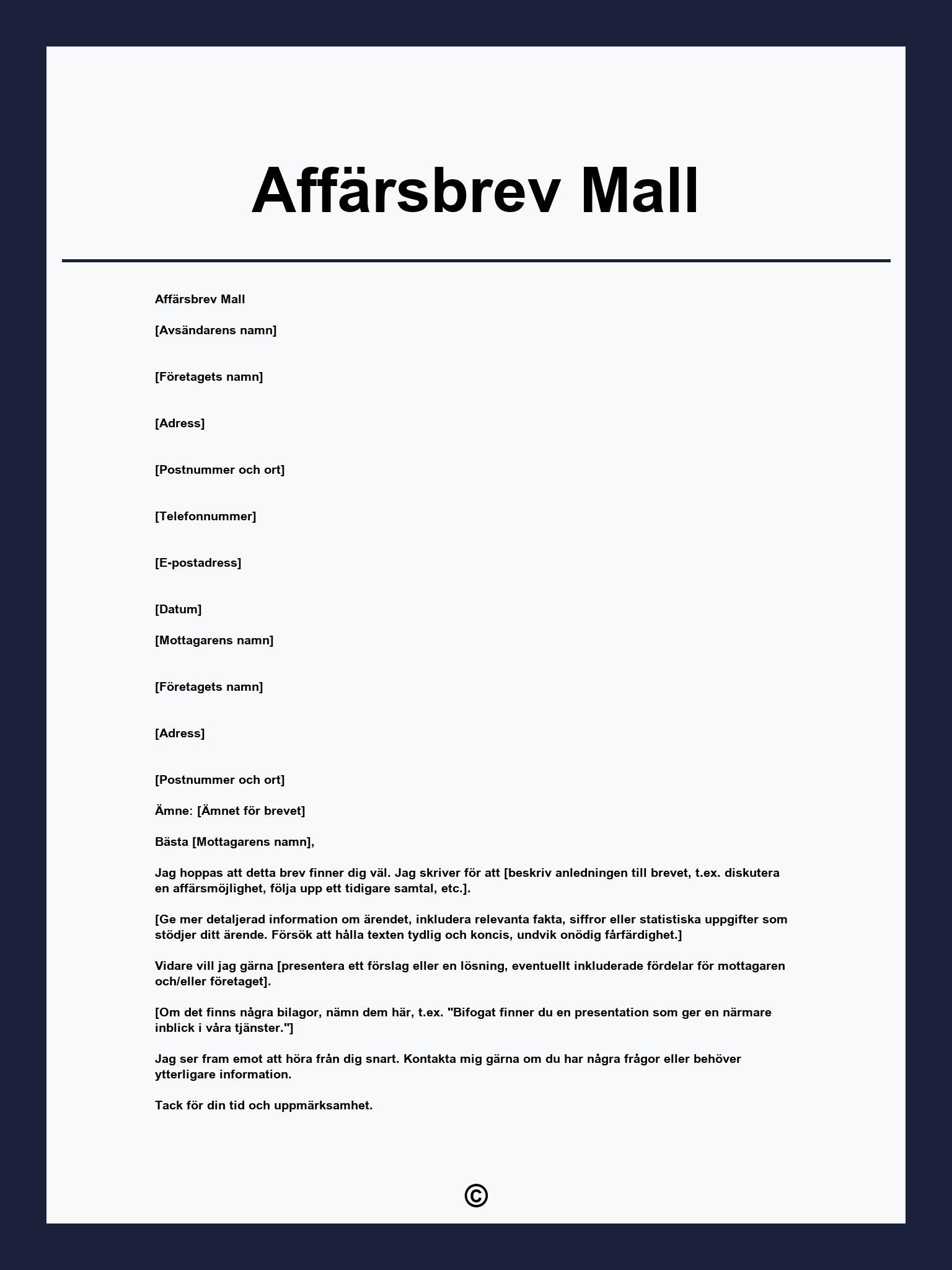 Affärsbrev Mall
