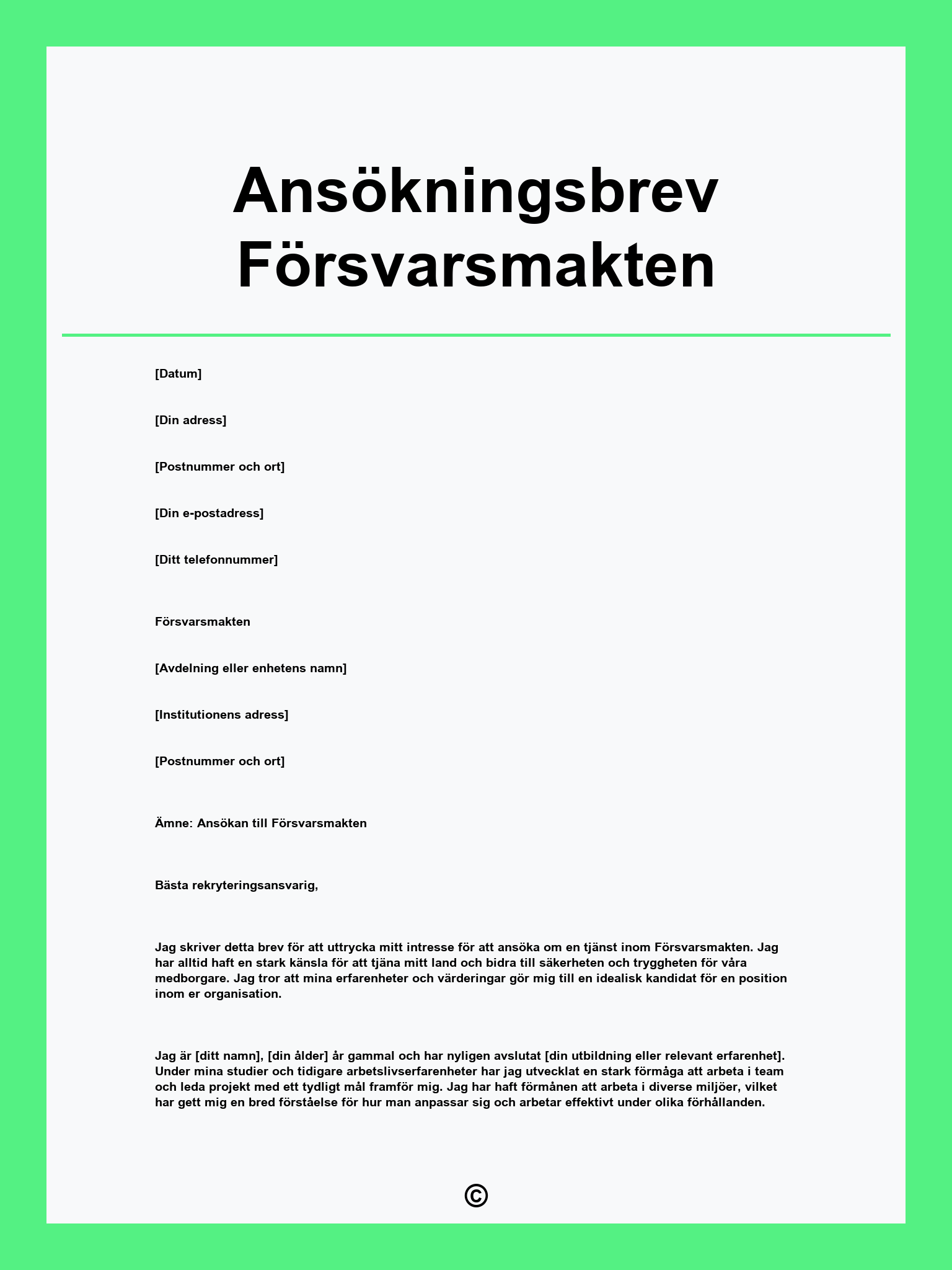 Ansökningsbrev Försvarsmakten