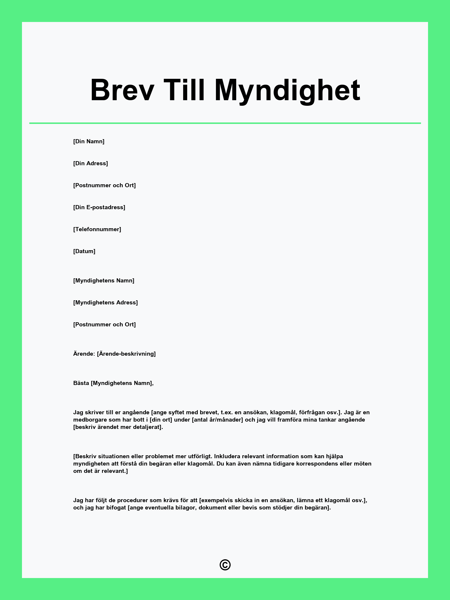 Brev Till Myndighet