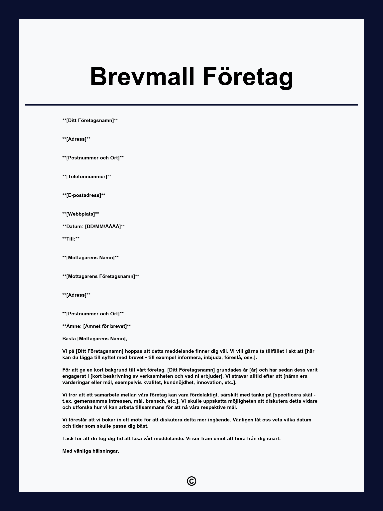Brevmall Företag