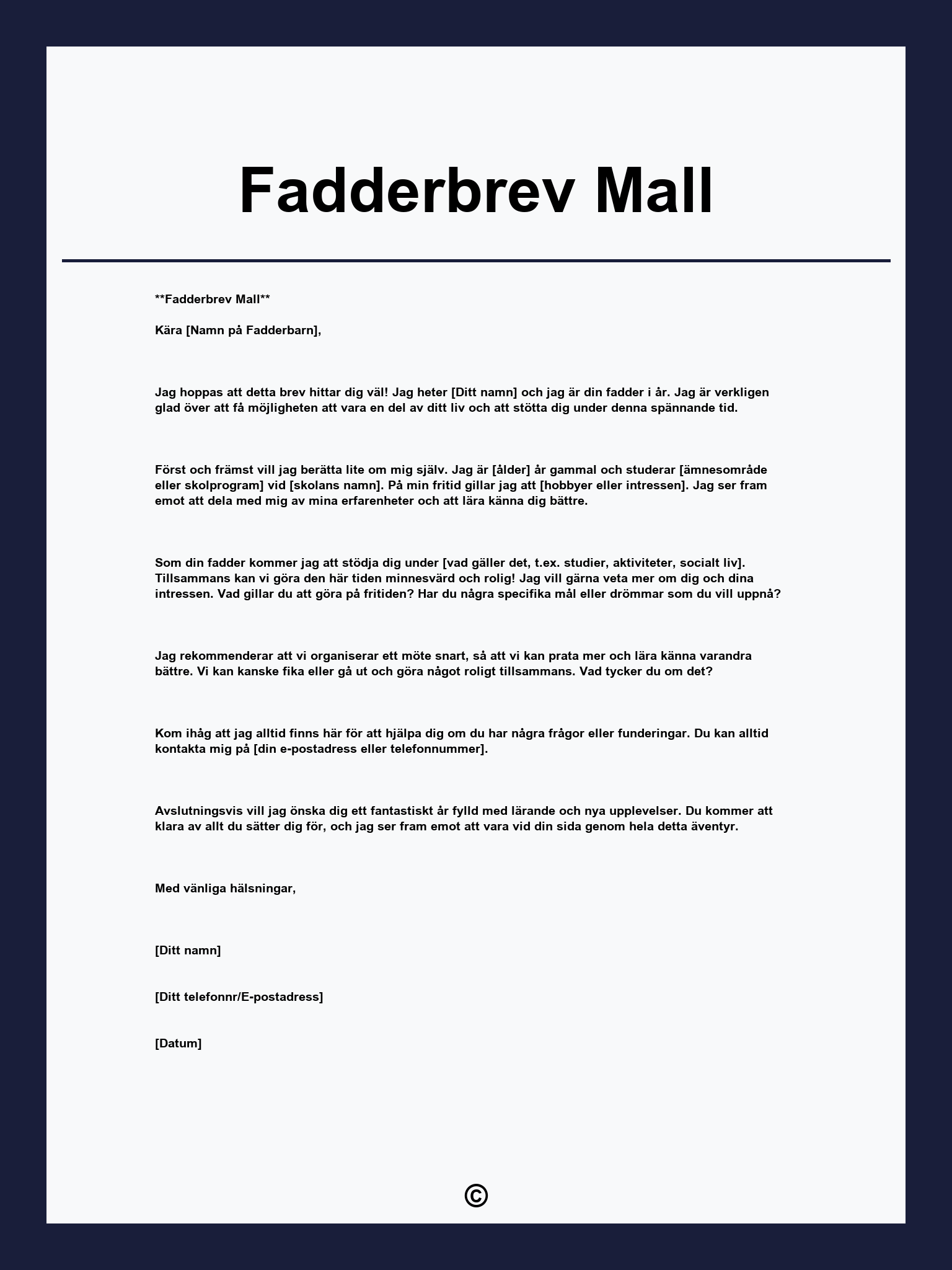 Fadderbrev Mall