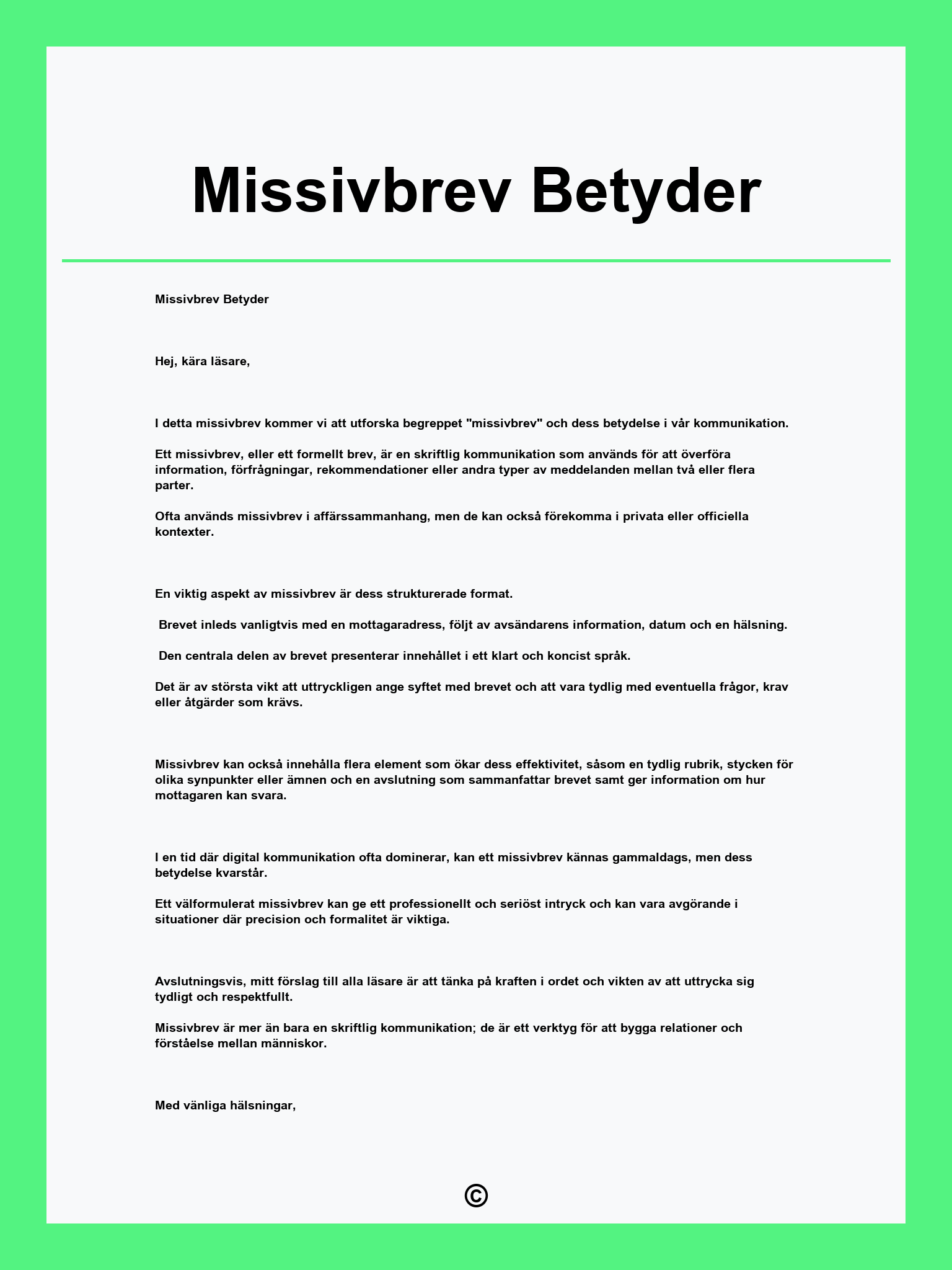 Missivbrev Betyder