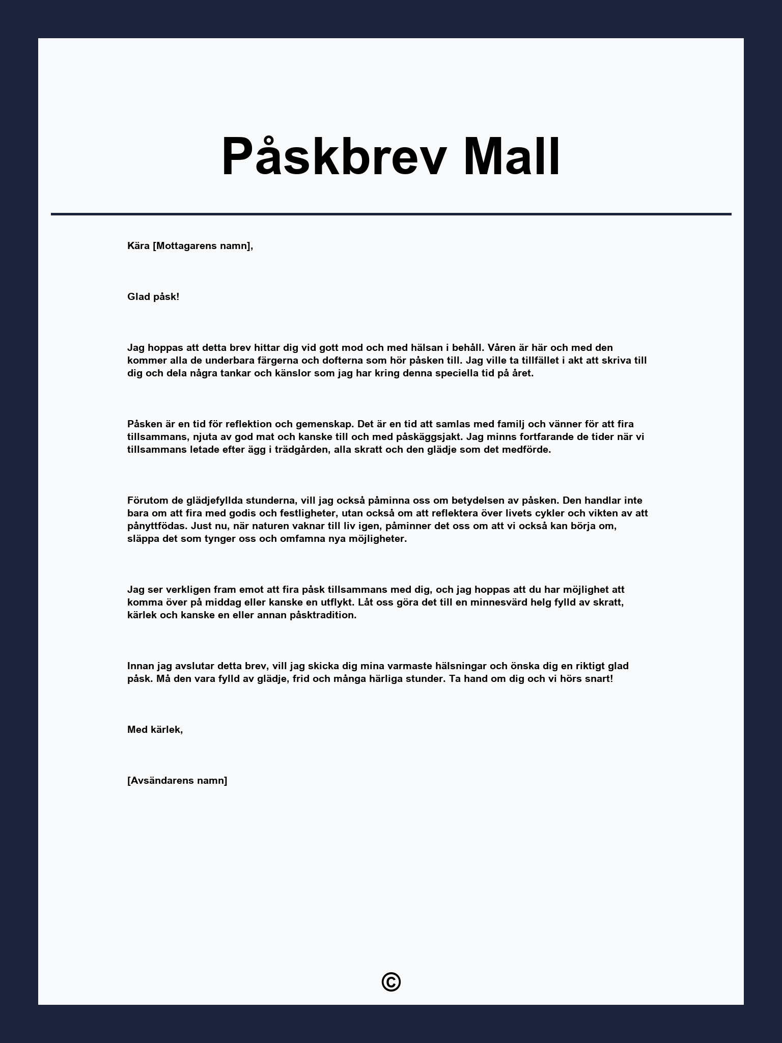 Påskbrev Mall
