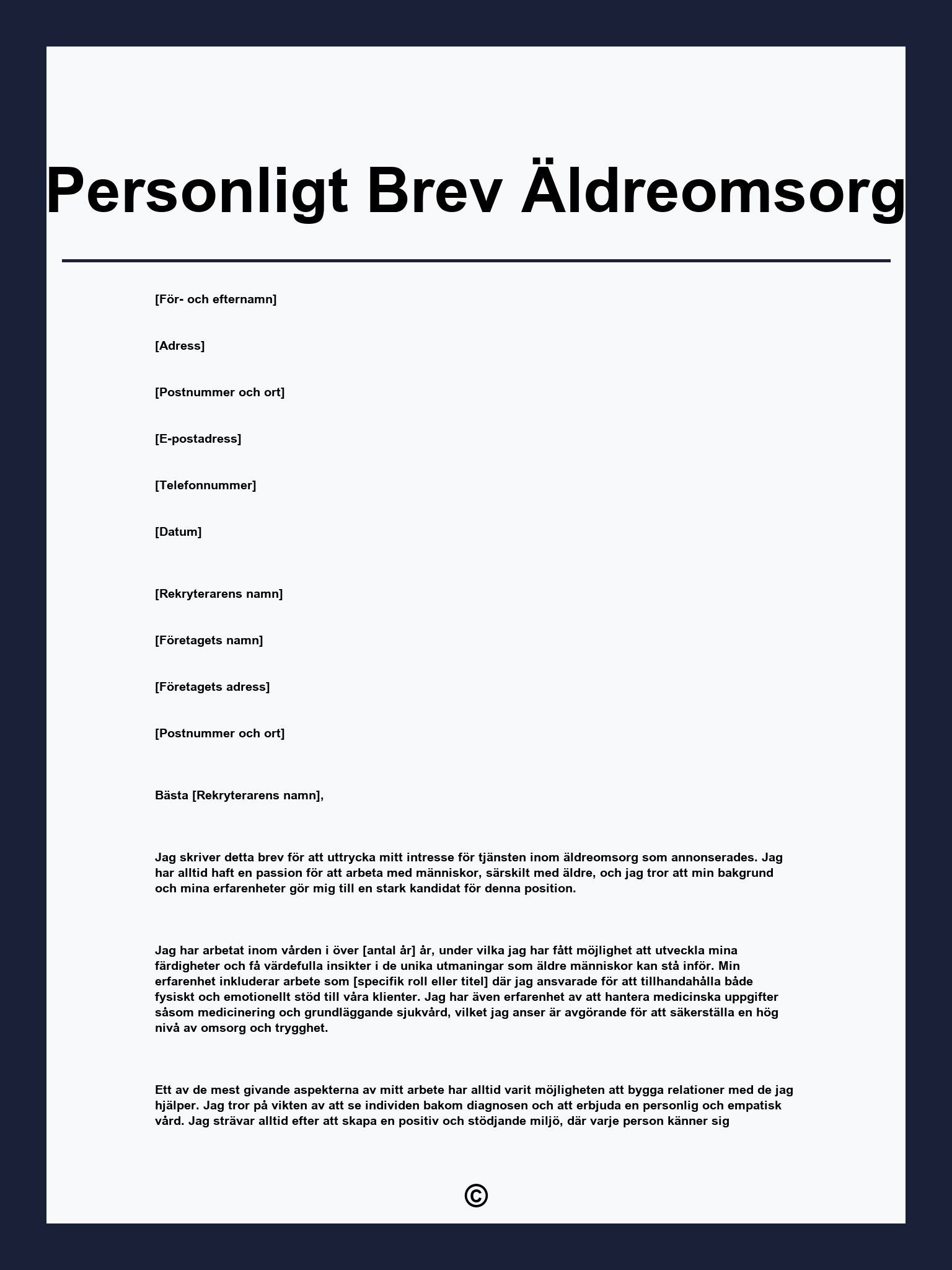 Personligt Brev Äldreomsorg