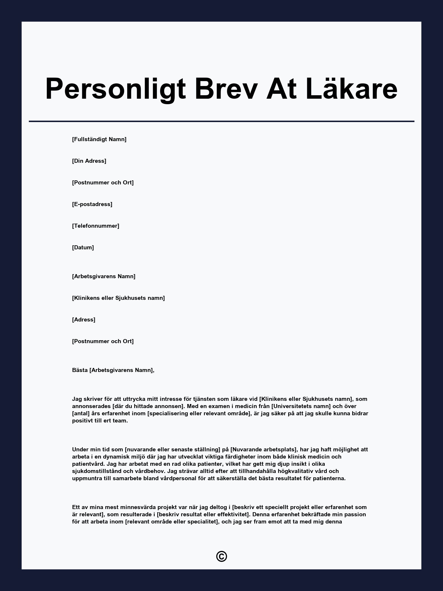 Personligt Brev At Läkare