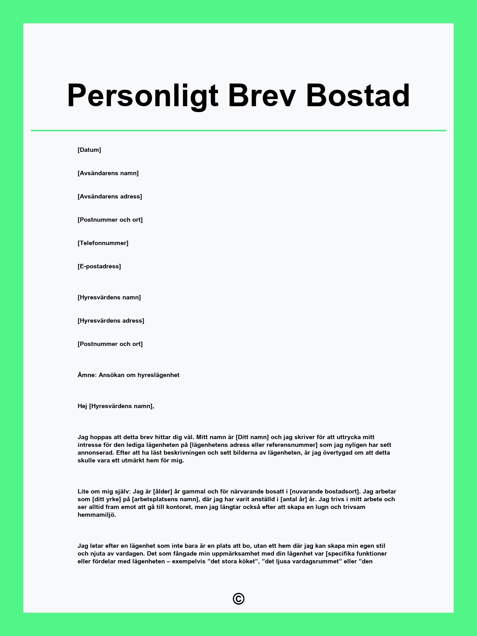 Personligt Brev Bostad