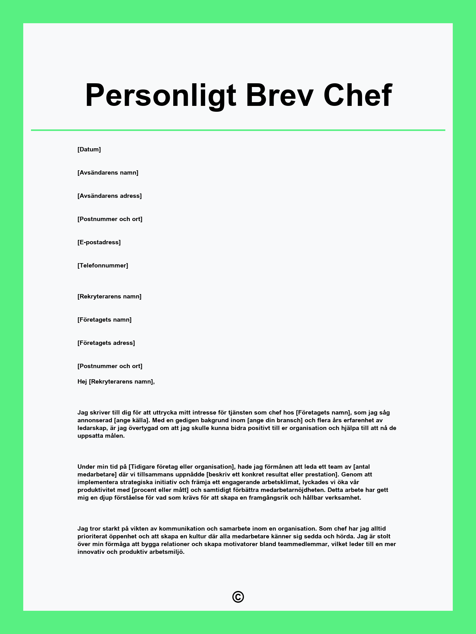 Personligt Brev Chef