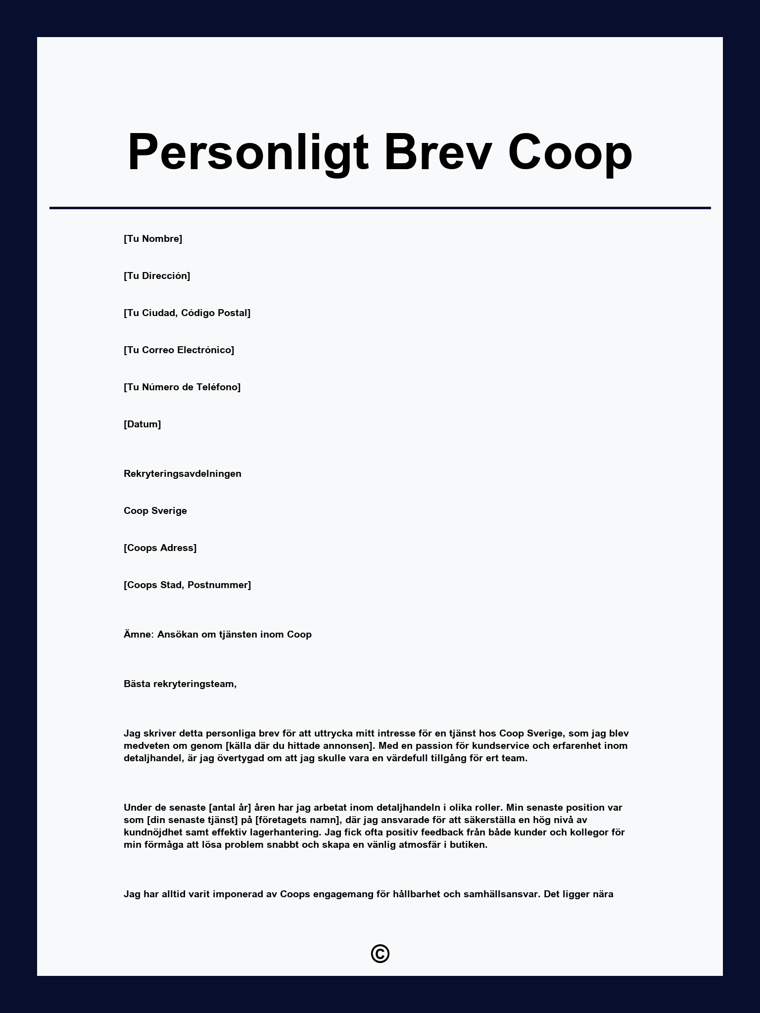 Personligt Brev Coop