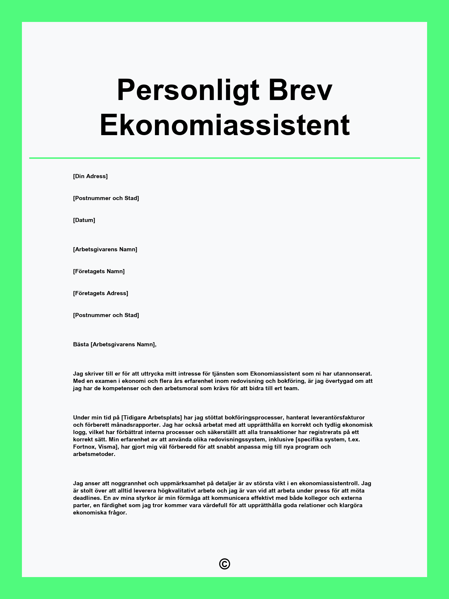 Personligt Brev Ekonomiassistent