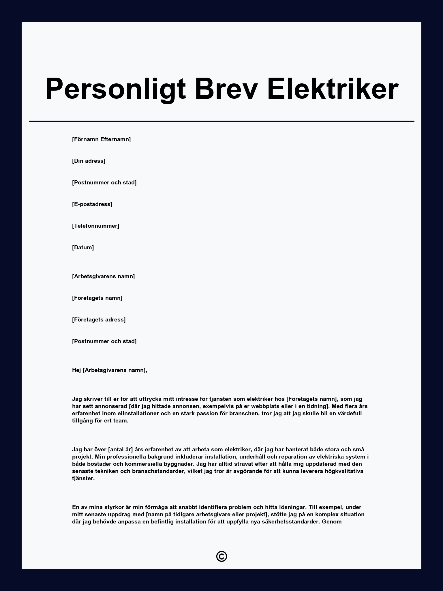 Personligt Brev Elektriker