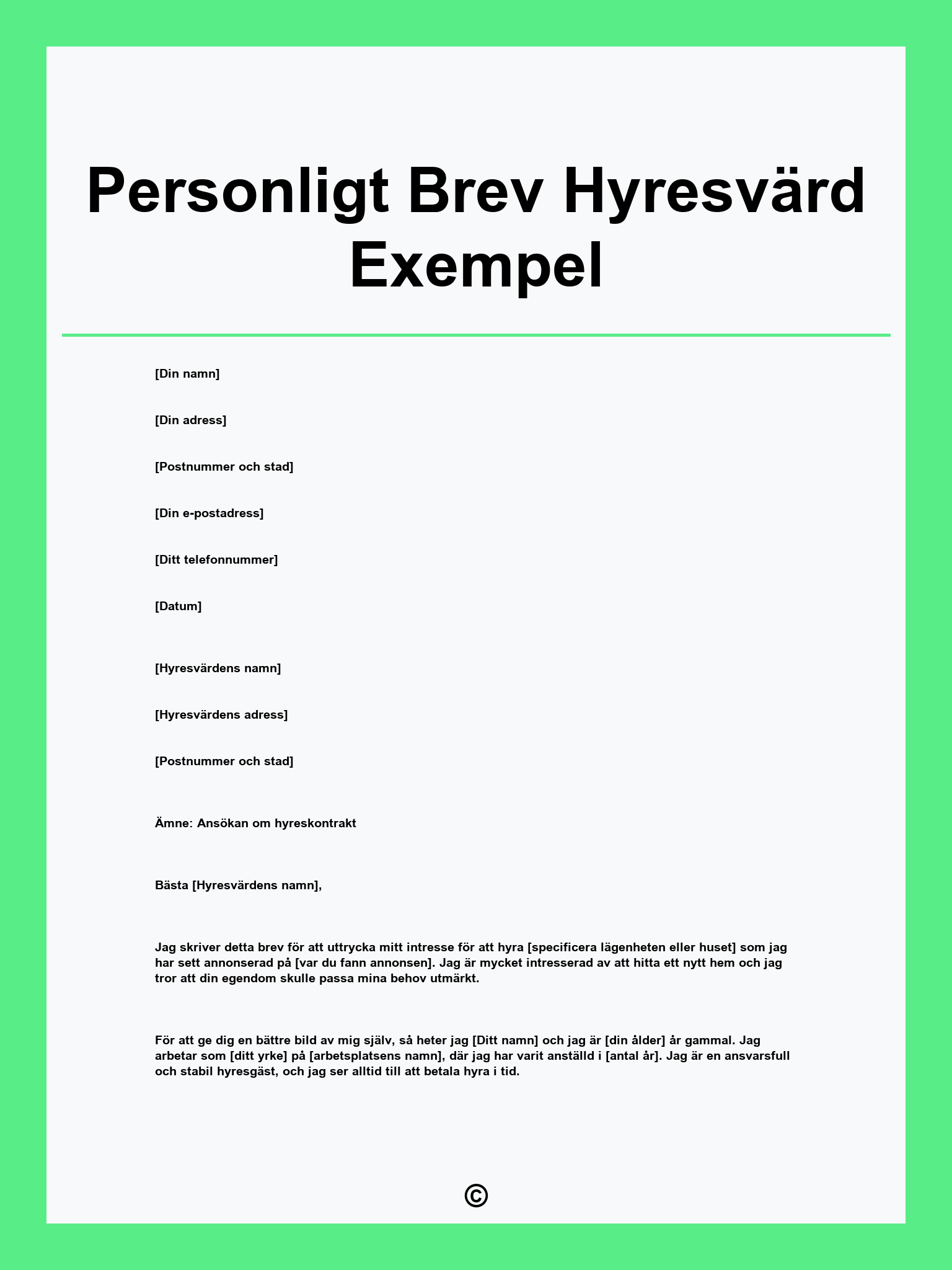 Personligt Brev Hyresvärd Exempel