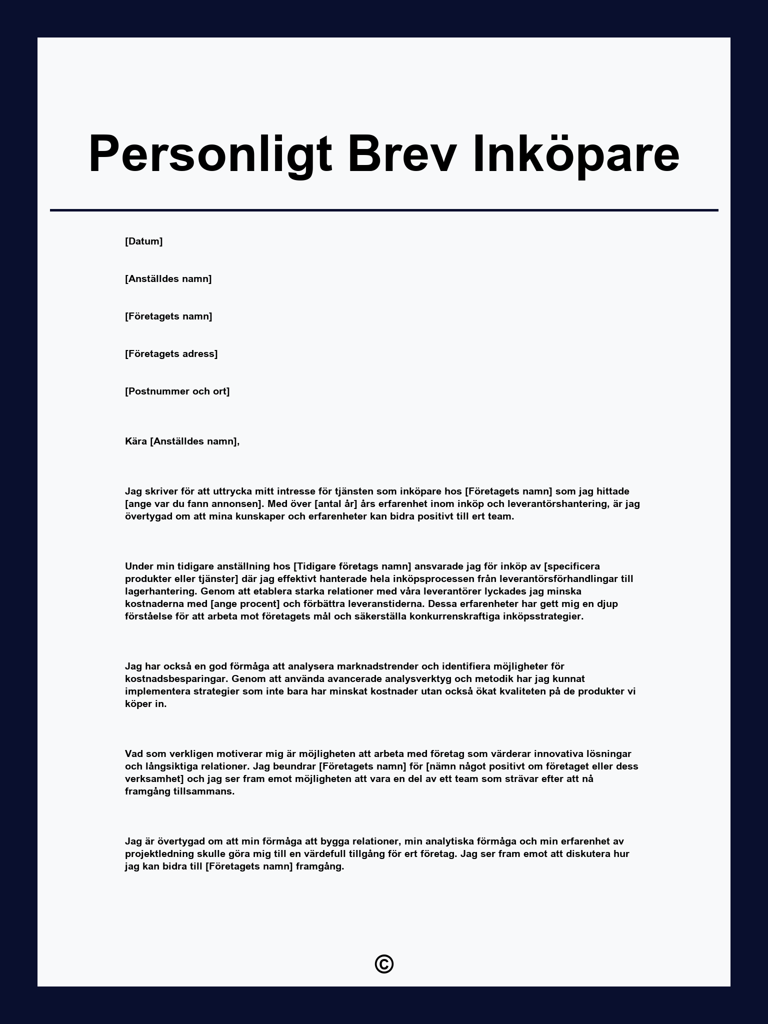 Personligt Brev Inköpare
