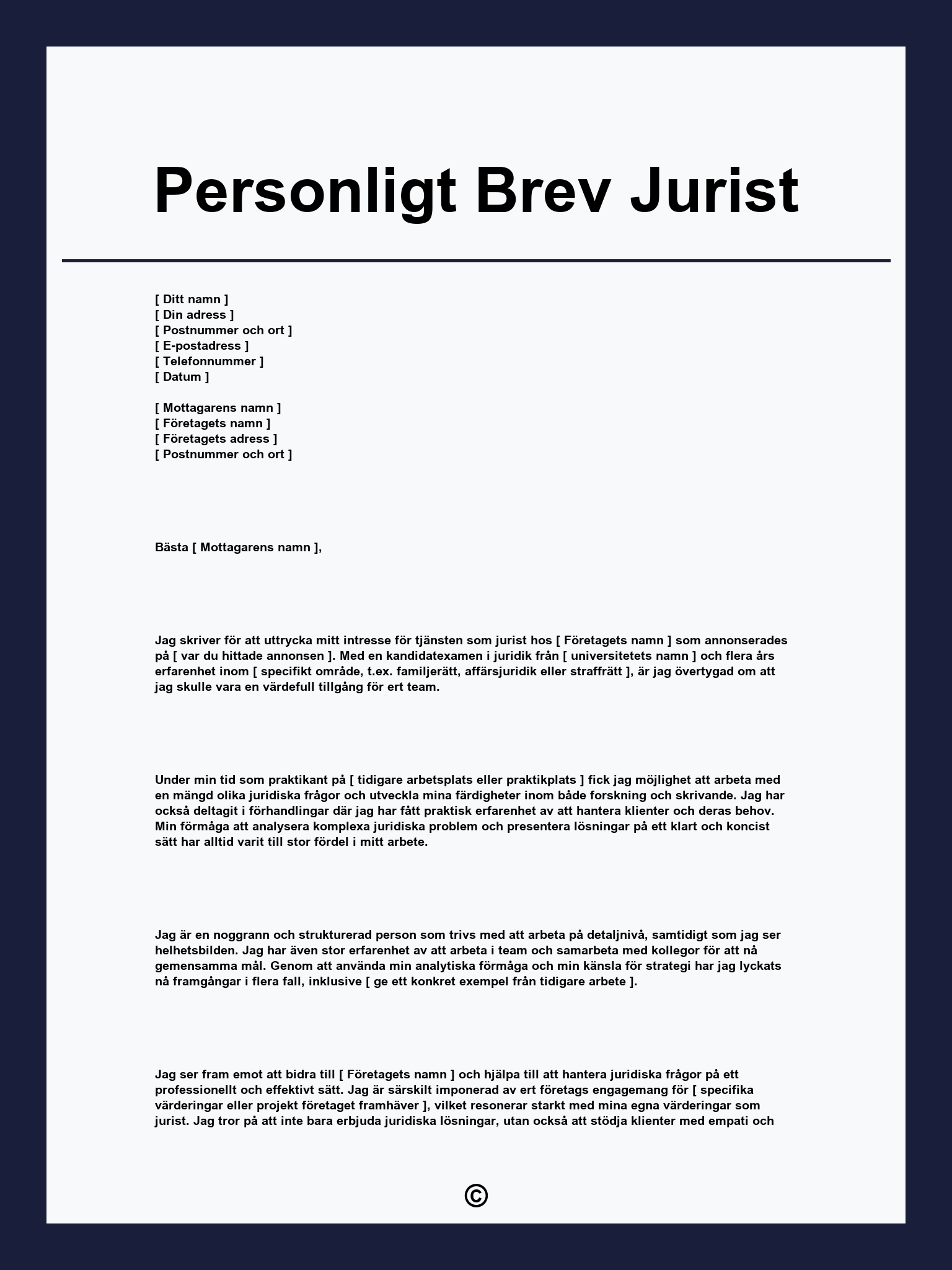 Personligt Brev Jurist