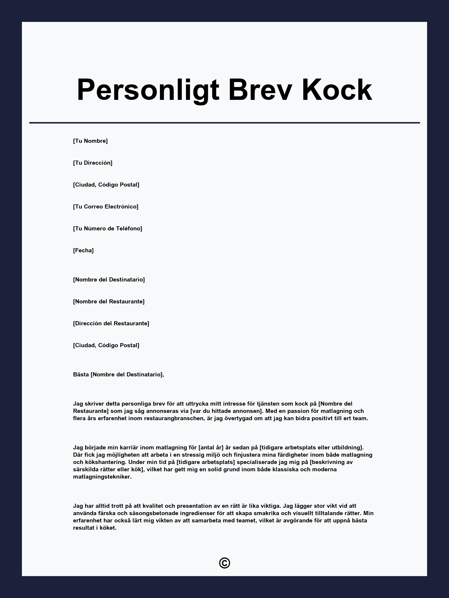 Personligt Brev Kock