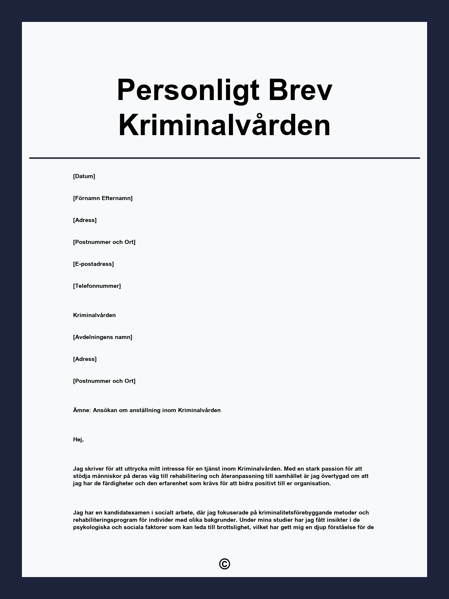 Personligt Brev Kriminalvården