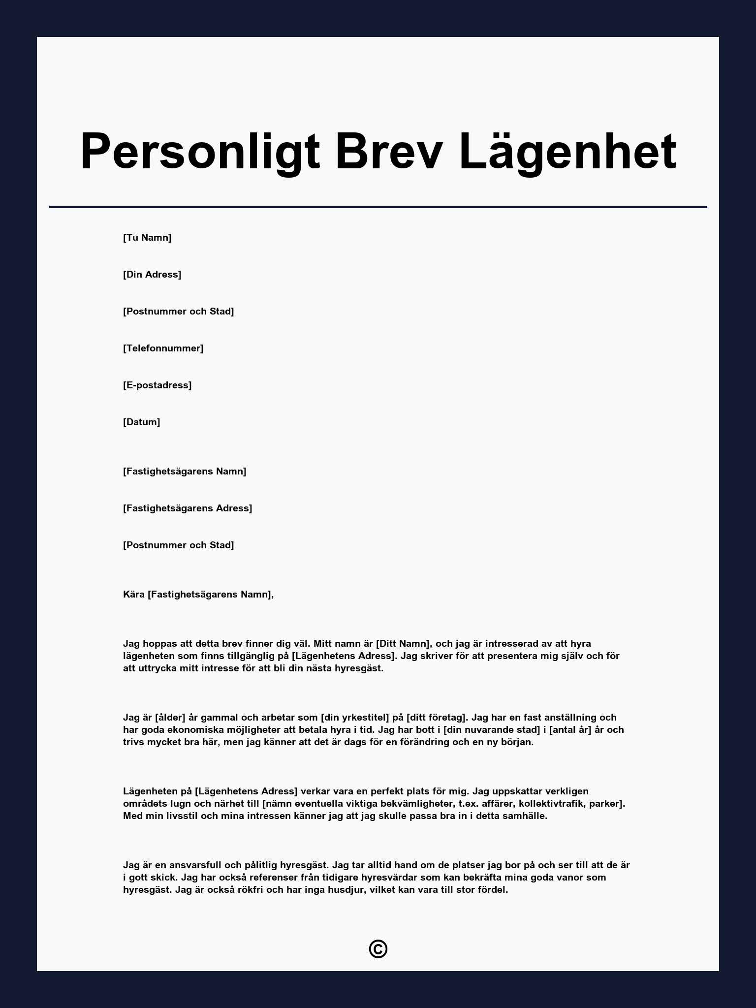 Personligt Brev Lägenhet