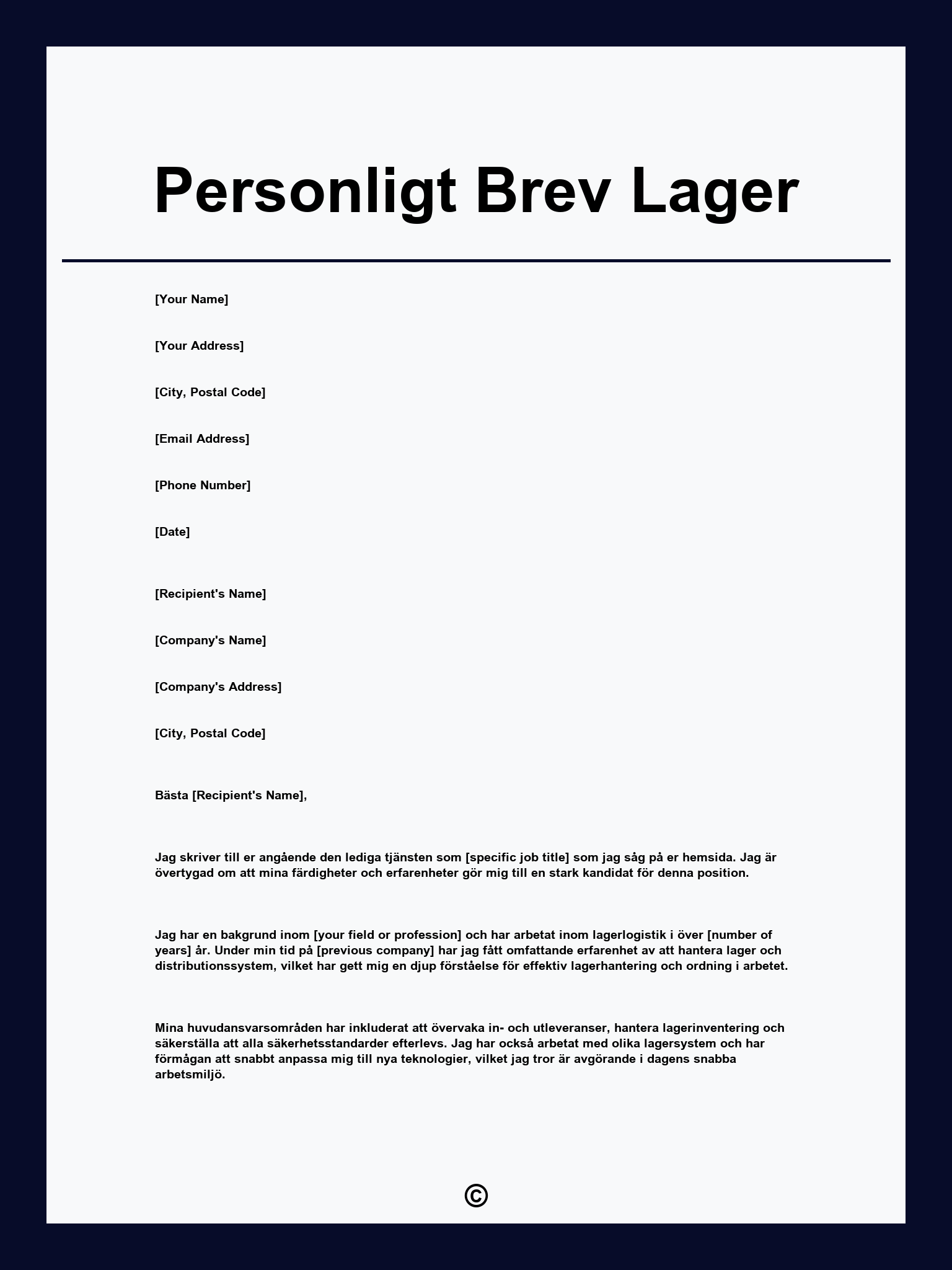 Personligt Brev Lager