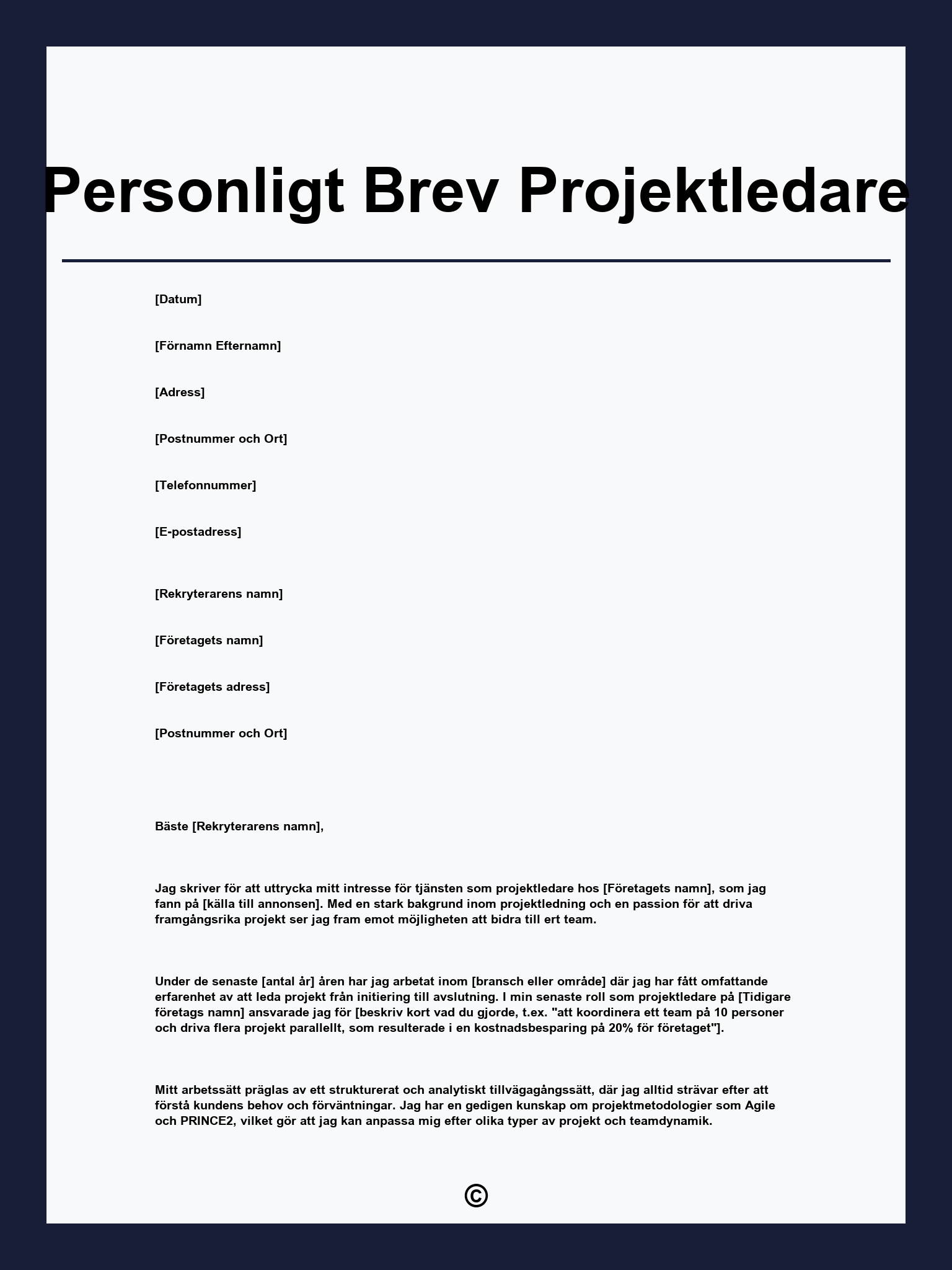 Personligt Brev Projektledare