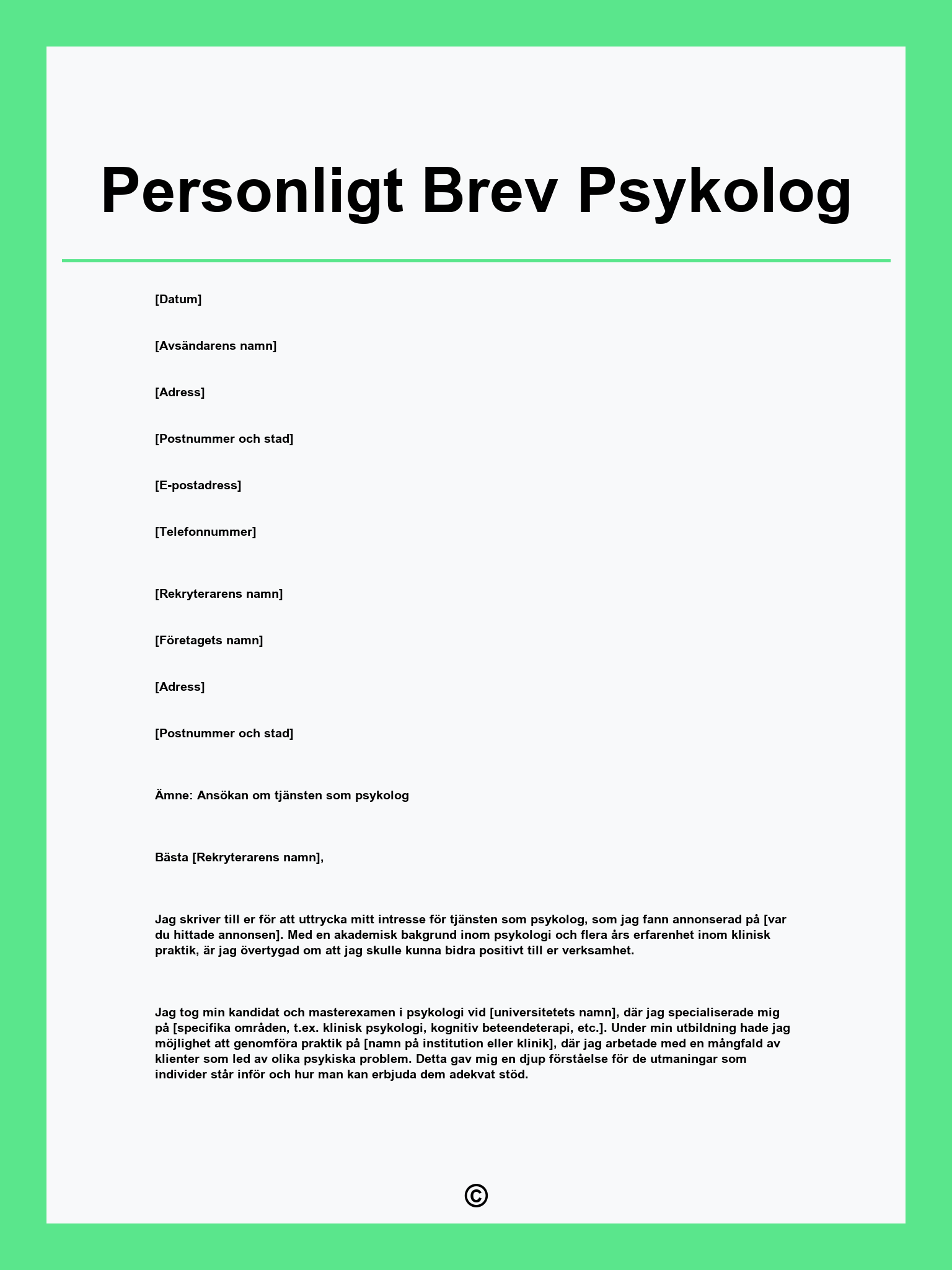 Personligt Brev Psykolog