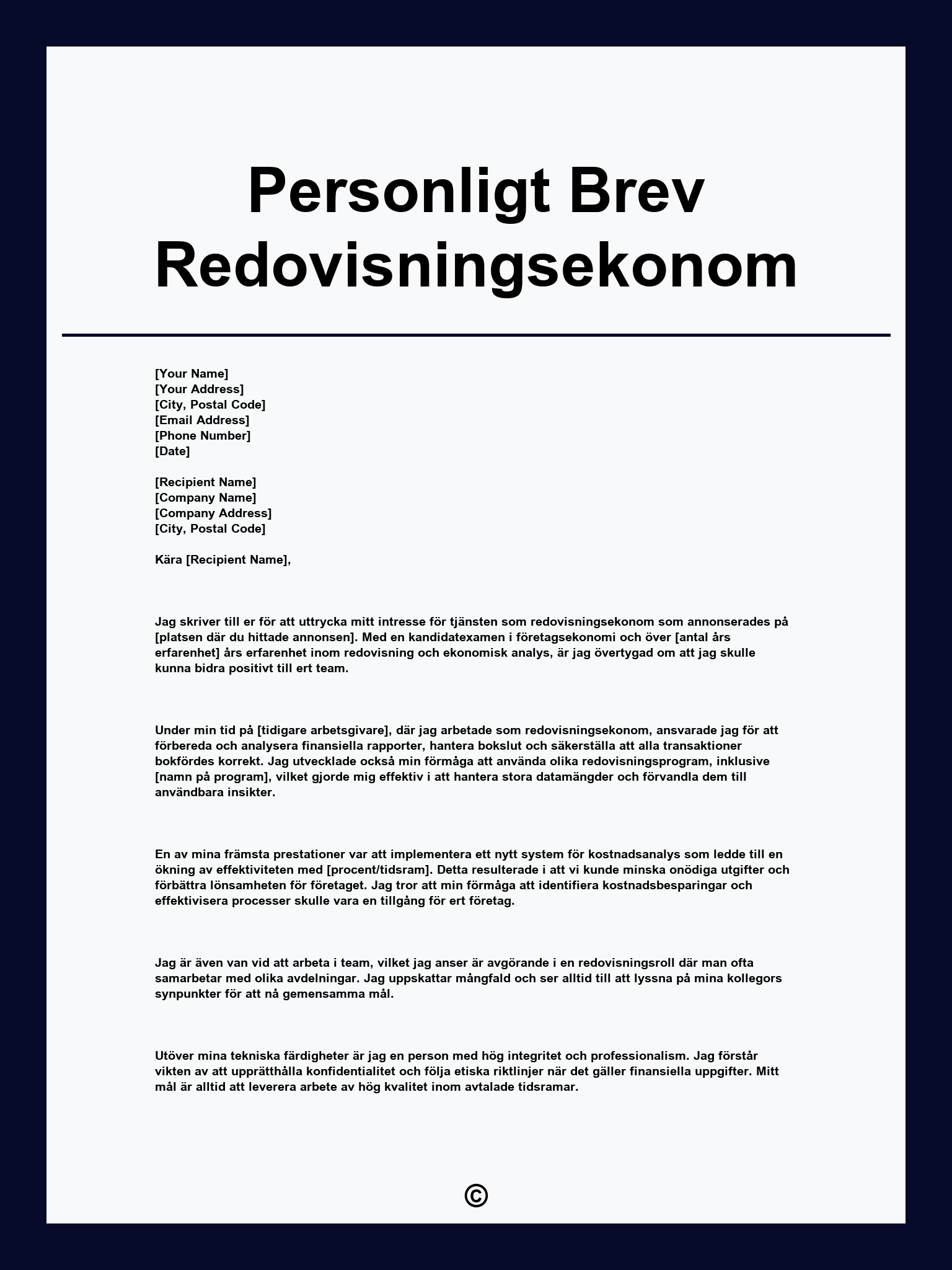 Personligt Brev Redovisningsekonom
