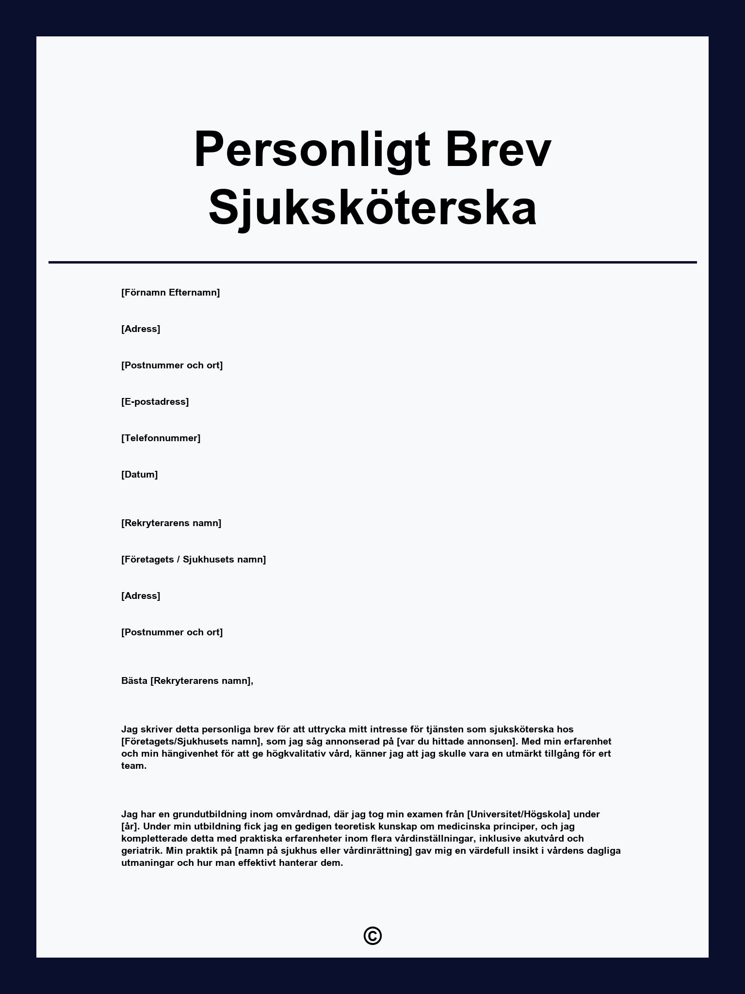 Personligt Brev Sjuksköterska