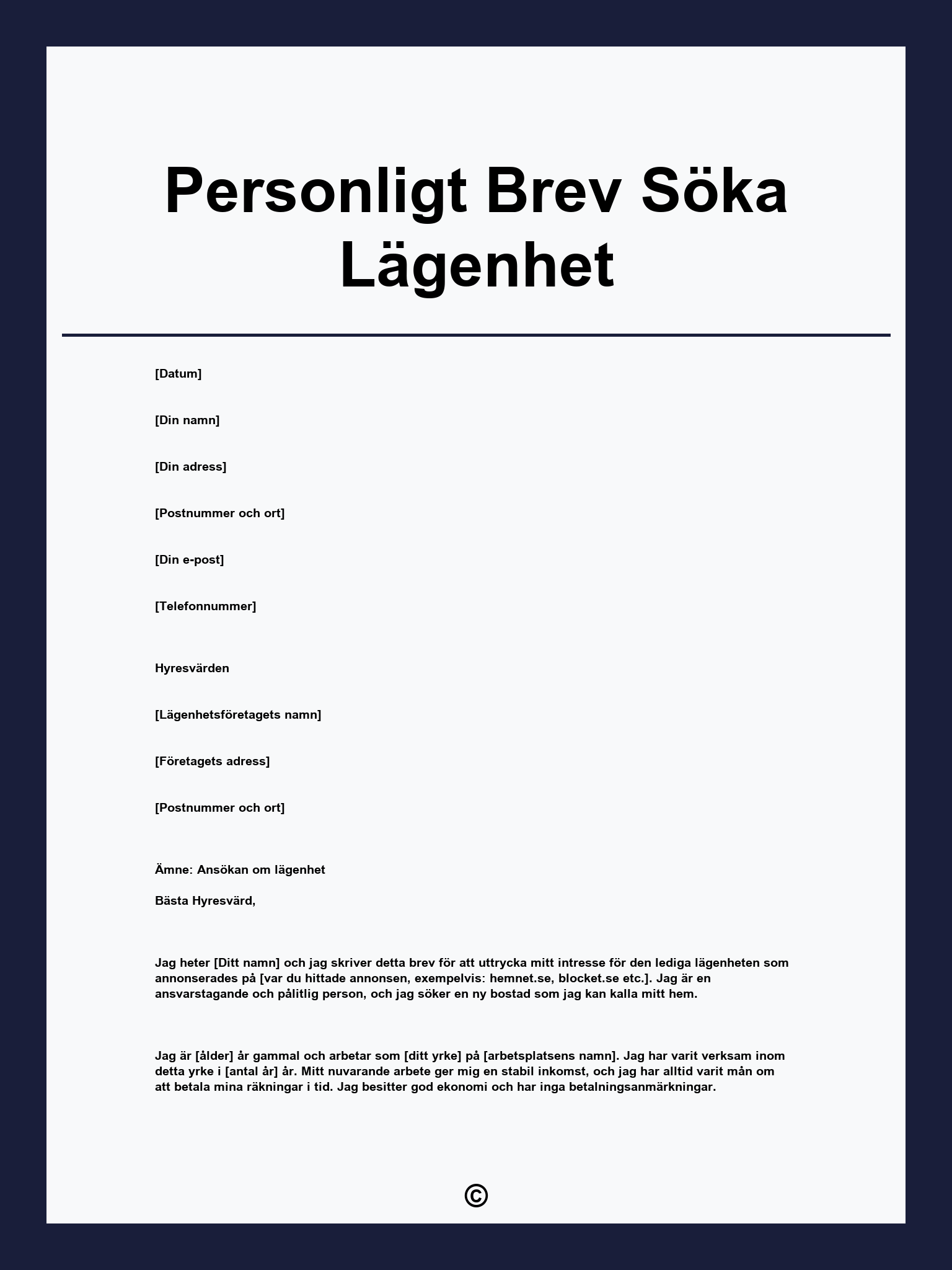 Personligt Brev Söka Lägenhet