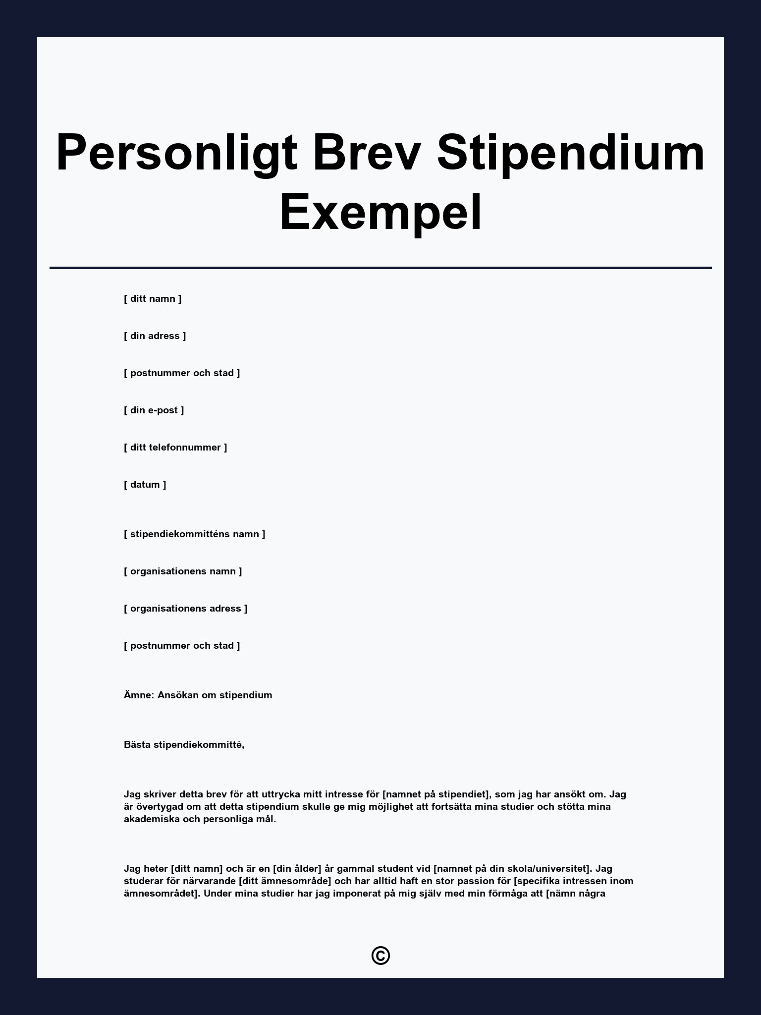 Personligt Brev Stipendium Exempel