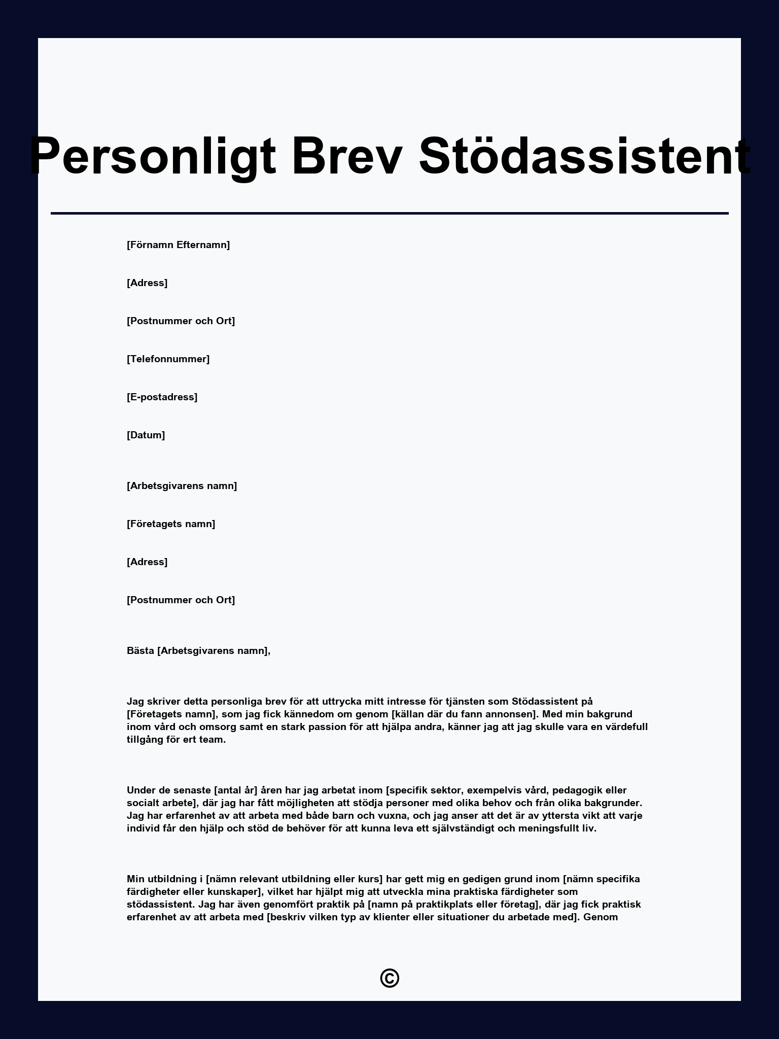 Personligt Brev Stödassistent