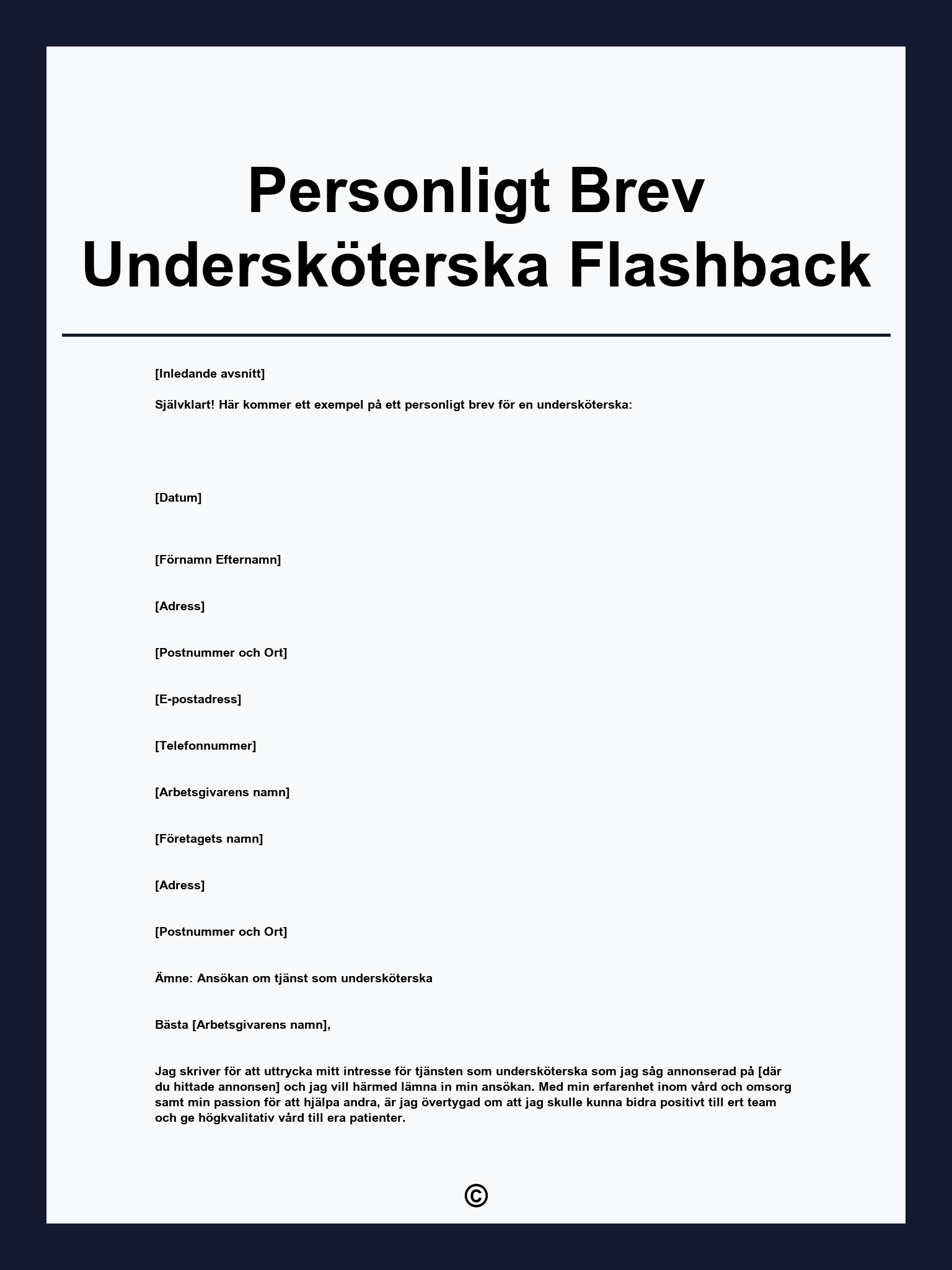 Personligt Brev Undersköterska Flashback