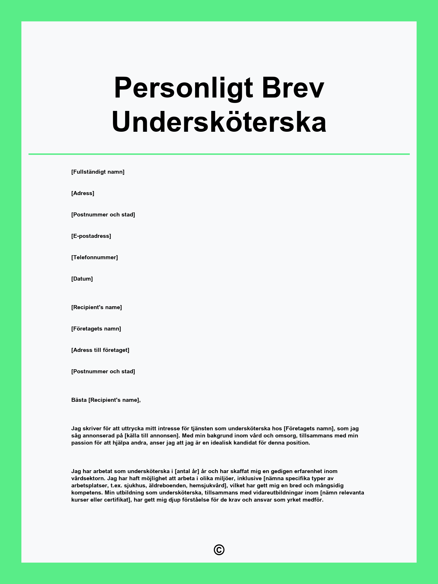 Personligt Brev Undersköterska