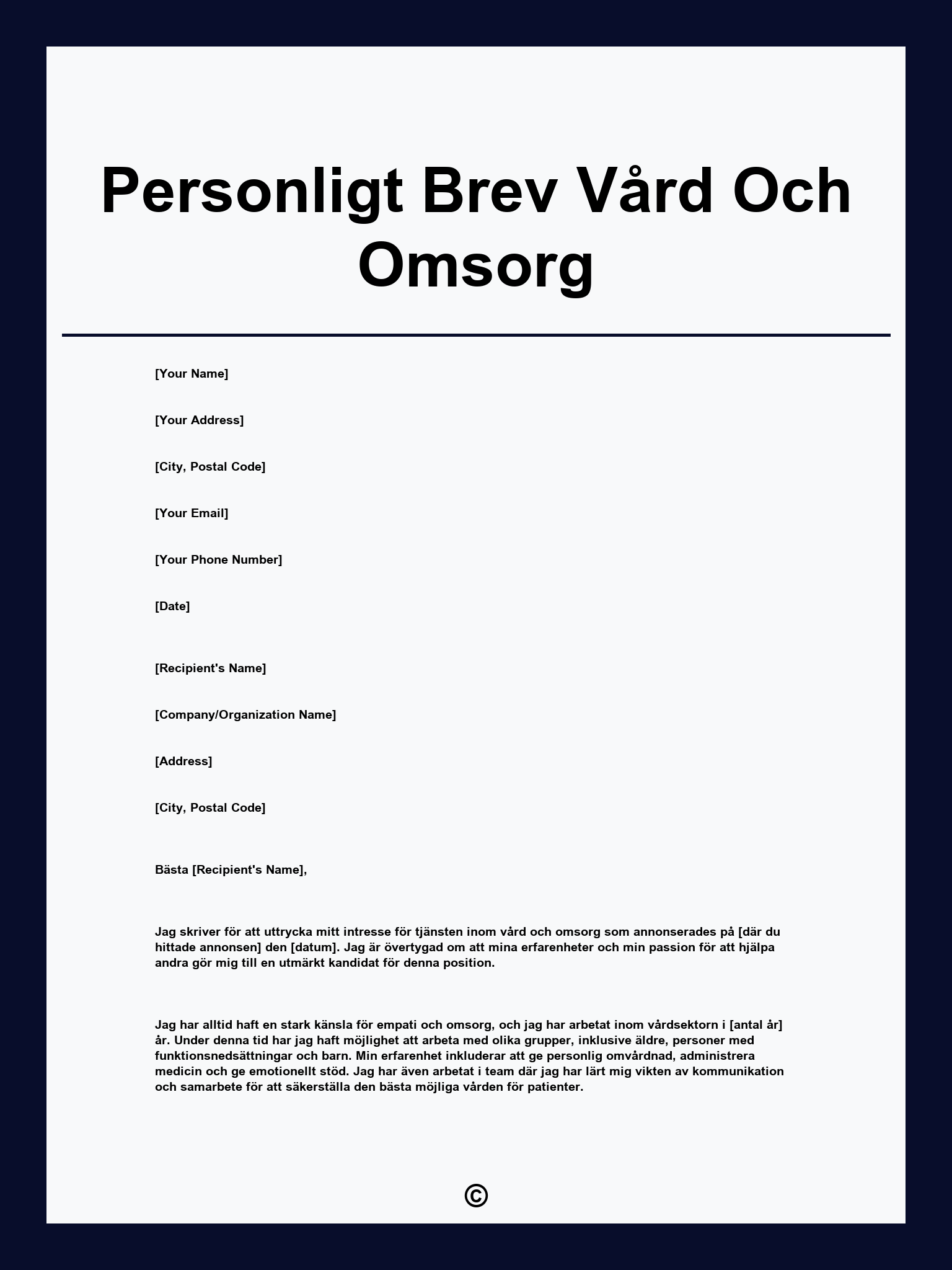 Personligt Brev Vård Och Omsorg