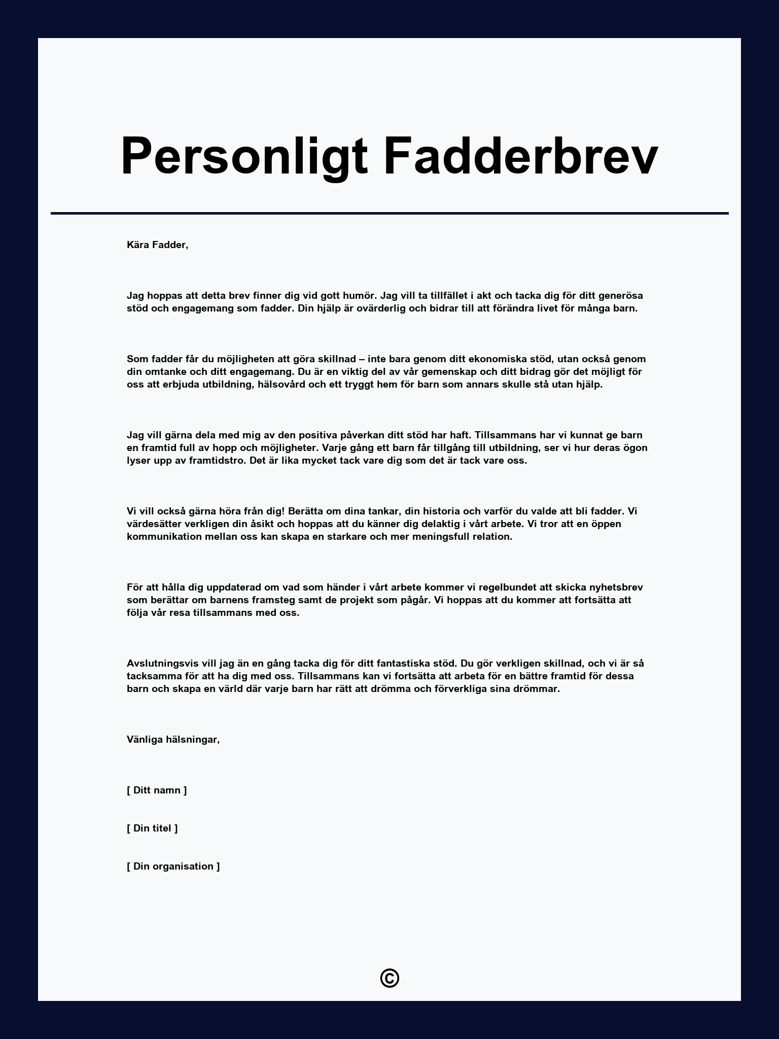 Personligt Fadderbrev