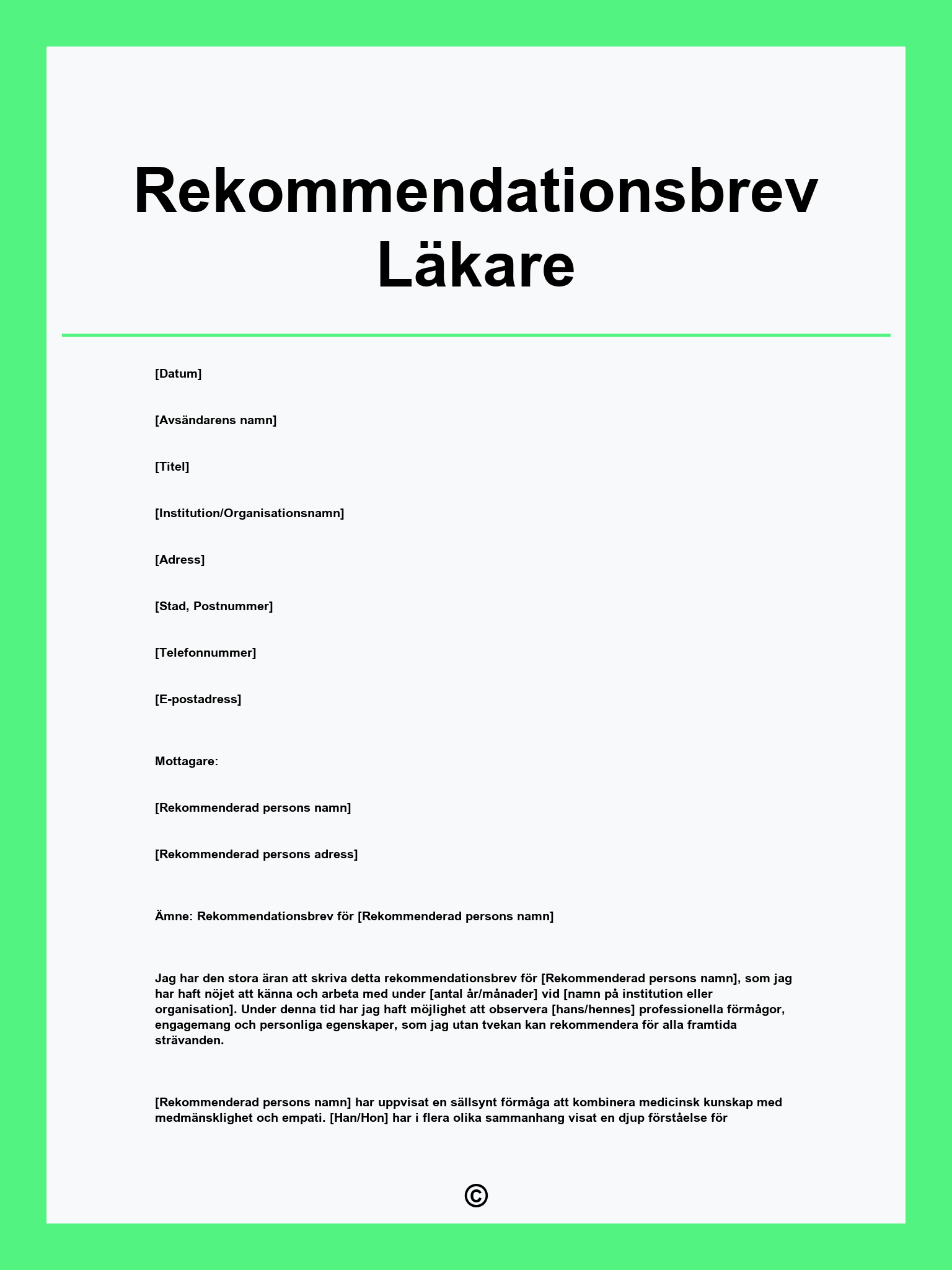 Rekommendationsbrev Läkare