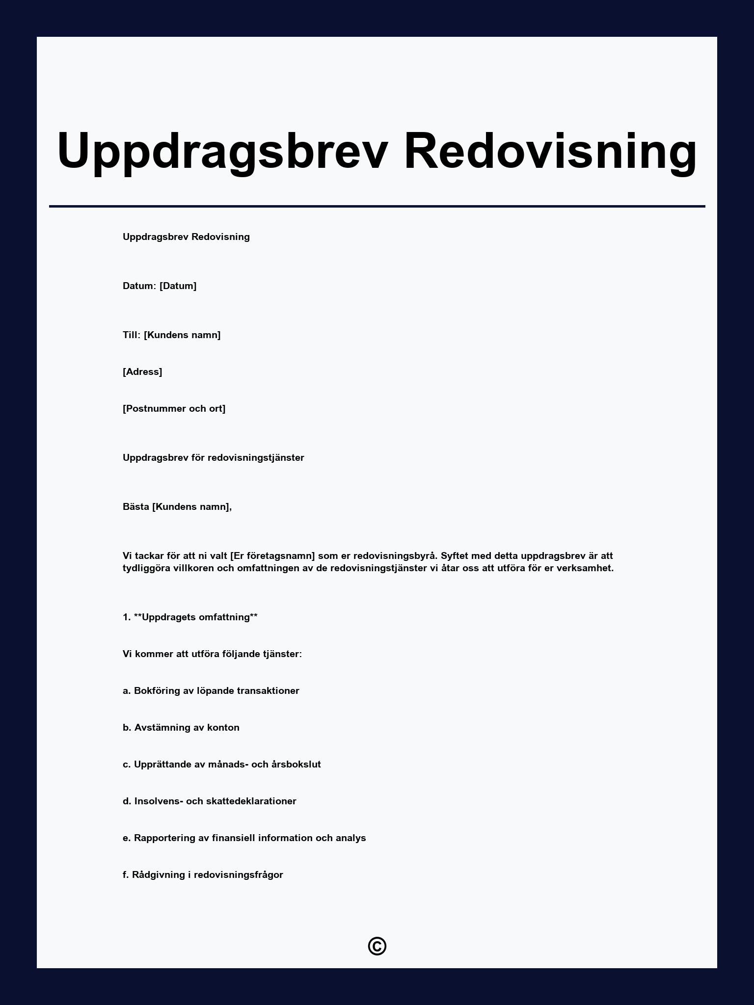 Uppdragsbrev Redovisning